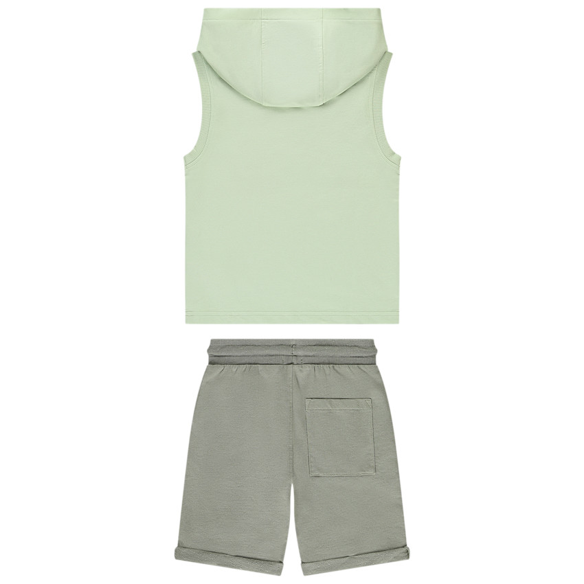 Conjunto de 2 piezas con camiseta sin mangas con capucha para niño 
