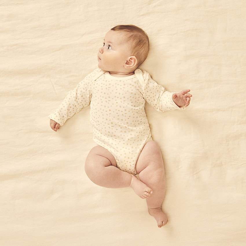 Pack de 3 bodies de manga larga estampados moteados para bebé 