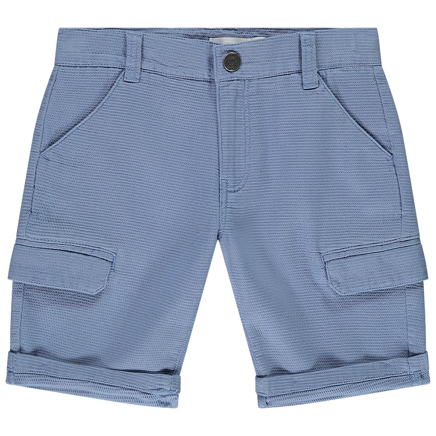 Bermuda court effet nid d'abeille bleu pour garçon 