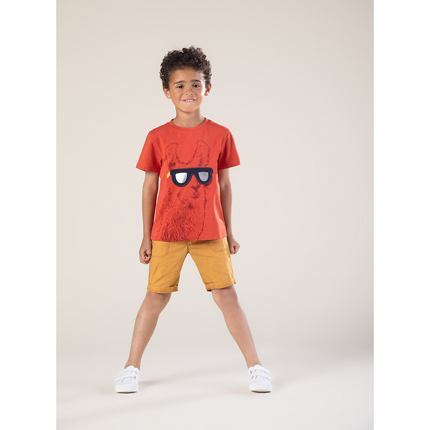 Camiseta manga corta print llama con gafas 