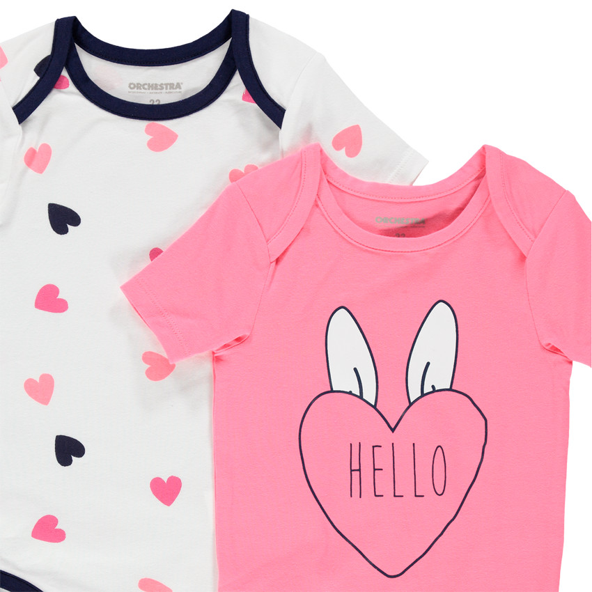 lote de 5 bodies mangas cortas print corazon  