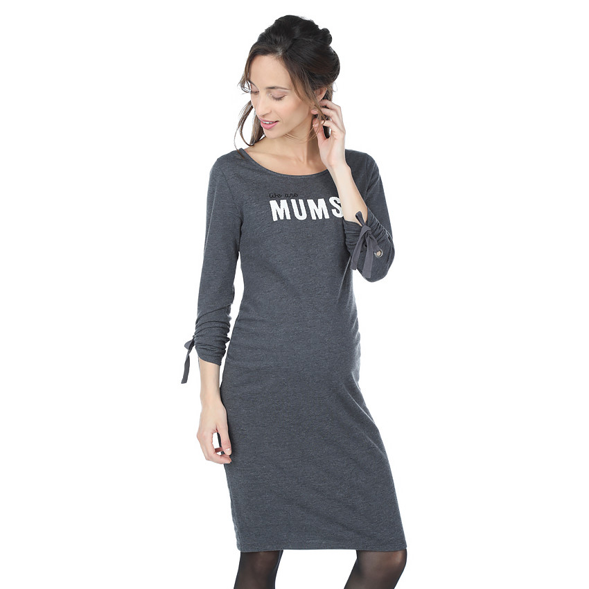 Vestido de premamá de punto jaspeado con mensaje  Additional Vestido de premamá de punto jaspeado con mensaje