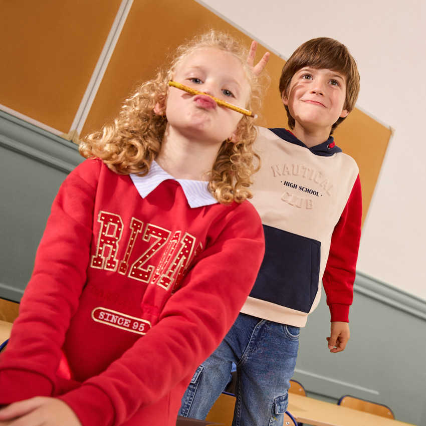 Sweat molleton à capuche effet colorblock pour garçon  