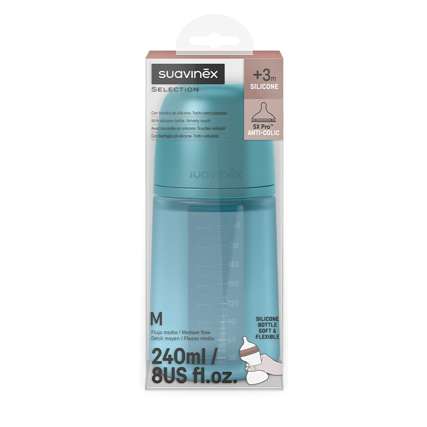 Biberón silicona Colour Essence 240ml azul intenso 