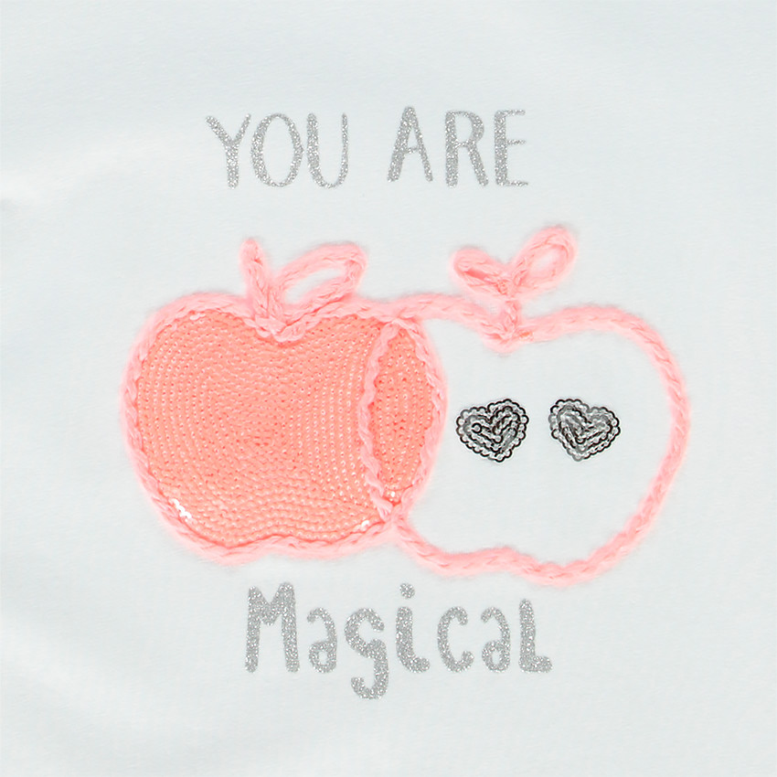 T-shirt manches courtes avec sequins et broderies pour fille 