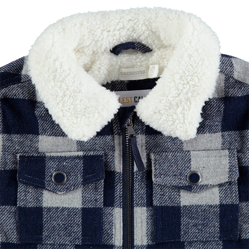 Chaqueta de franela con forro de borreguillo y bolsillos 