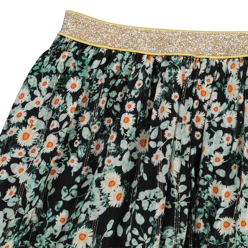 Falda corta en gasa de viscosa con estampado floral para niña 