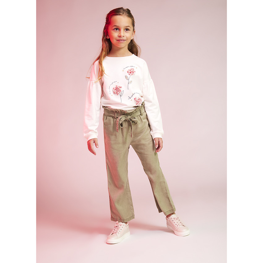 Pantalón fluido de lyocell liso para niña 