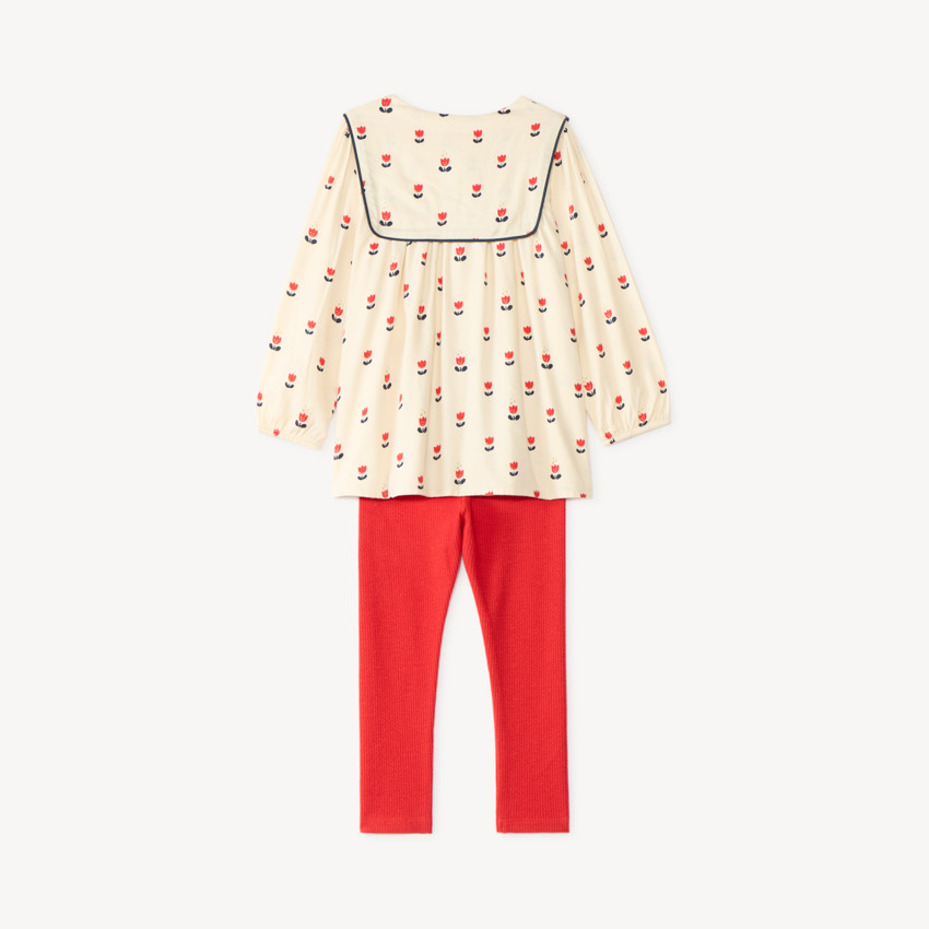 Conjunto de 2 piezas para bebé niña, blusa y leggings con motivos de tulipanes. 