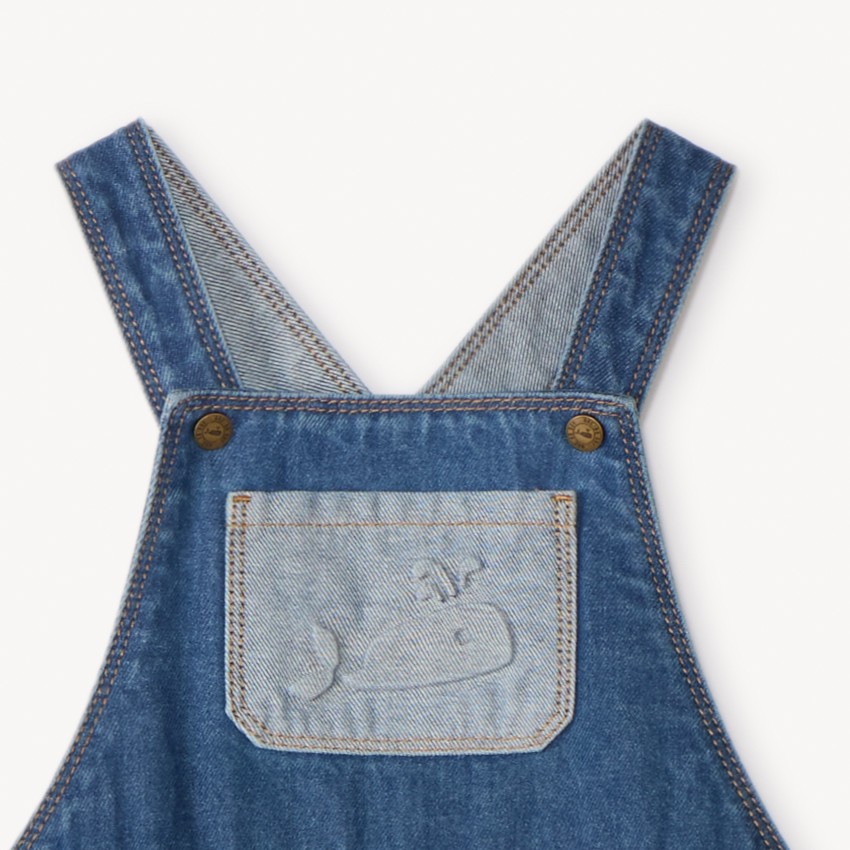 Petos largos de mezclilla con estampado de ballena para bebé niño 