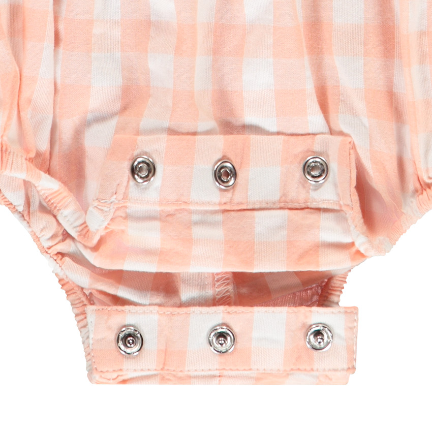 Pelele de cuadros vichy con parche de ballena para bebé niña 