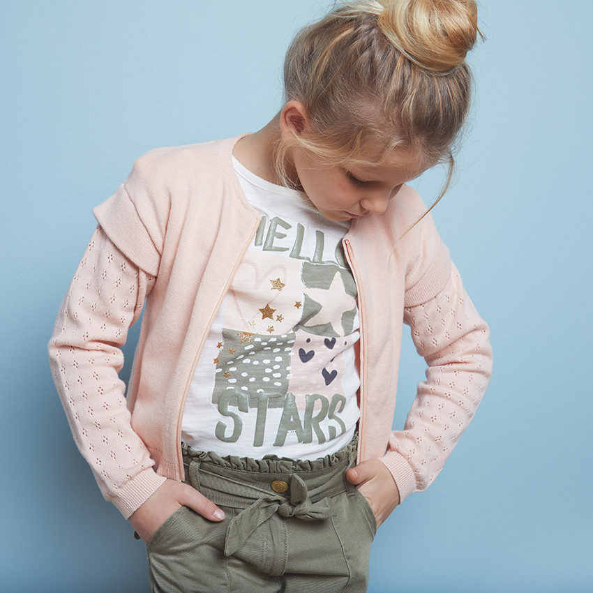 Chaqueta de punto detalles calados 