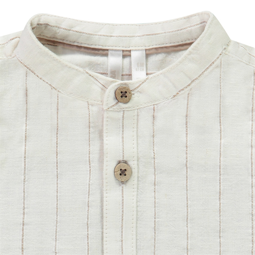Conjunto peto corto + camisa de manga corta a rayas para bebé niño 