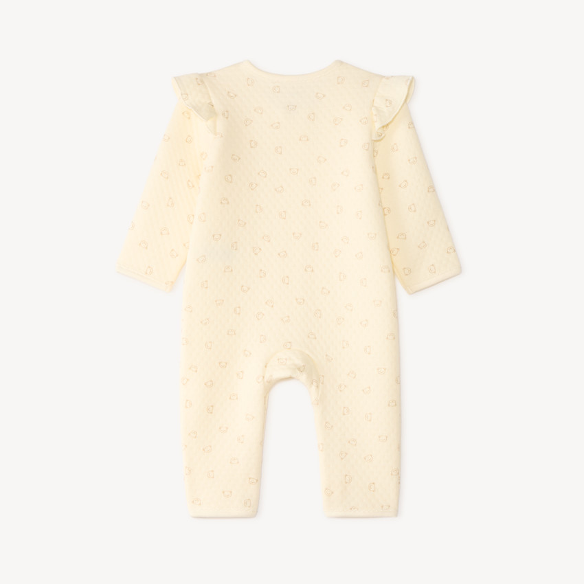 Monosuit de red con estampado de osito para niña. 