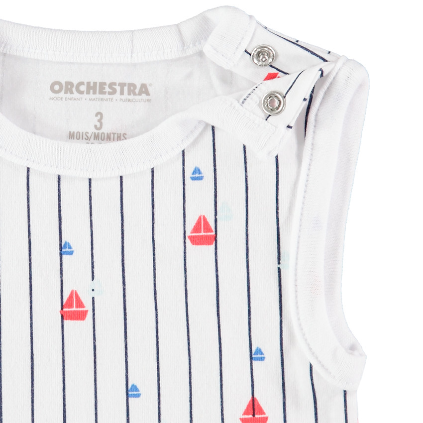 Pack de 5 bodies sin mangas de algodón orgánico con estampado de temática marina. 