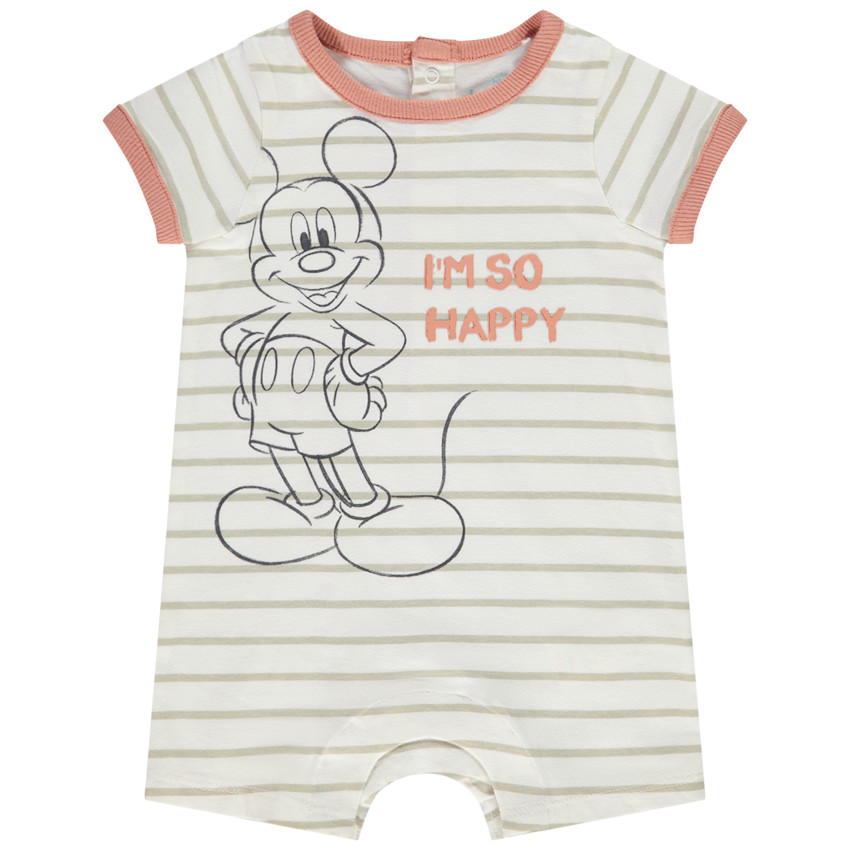 Combinaison courte rayée print Mickey Disney pour bébé garçon 