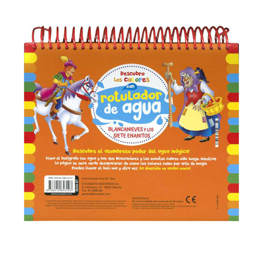Libro con rotulador de agua Blancanieves y los siete enanitos +4años 