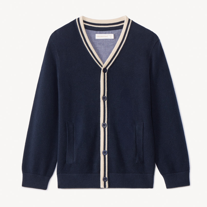 Gilet de punto liso con acabado de canalé para niño 