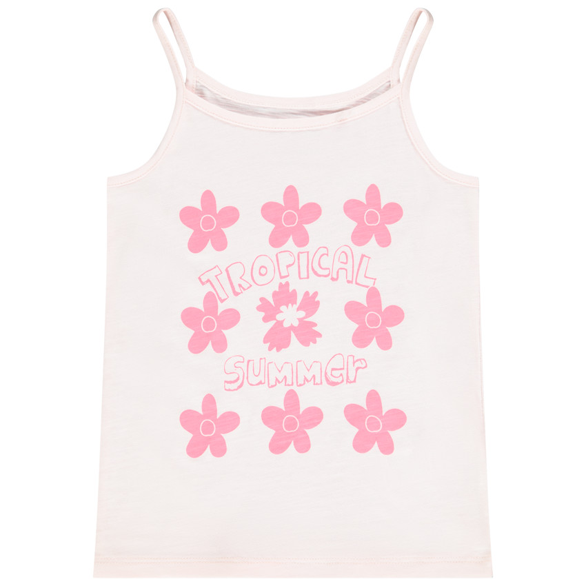 Camiseta sin mangas de jersey con estampado de flores niña 
