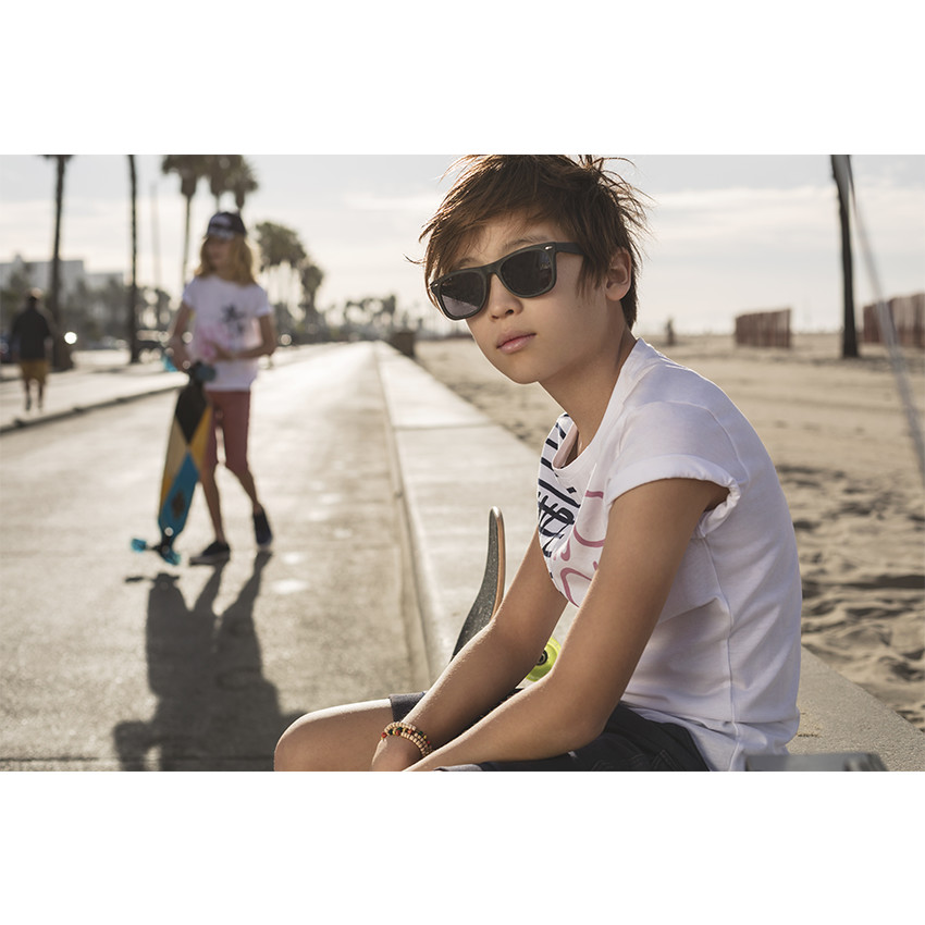 Júnior - Conjunto de camiseta de rayas y bermudas con bolsillos 