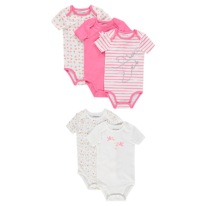 Pack de 5 bodies de jersey de manga corta con dibujos de fantasía  Additional Pack de 5 bodies de jersey de manga corta con dibujos de fantasía
