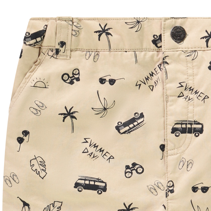Bermudas en twill pigmentario estampado summer day para bebé niño 