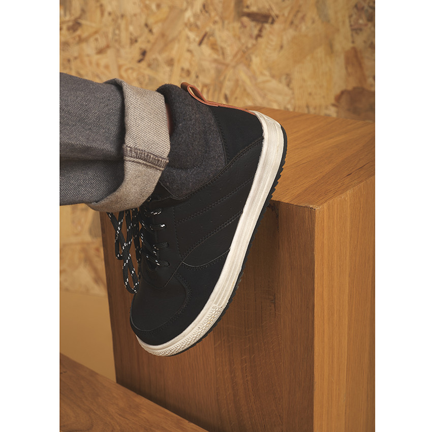 Botines con cordones y cuello de punto para niño con suela antideslizante 