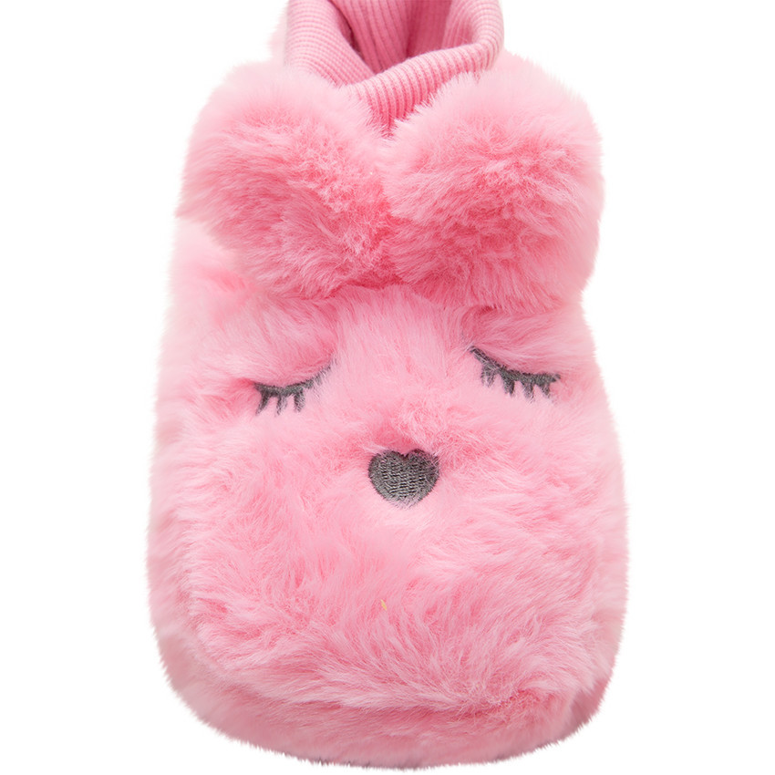 Pantuflas de peluche de falsa piel rosa 