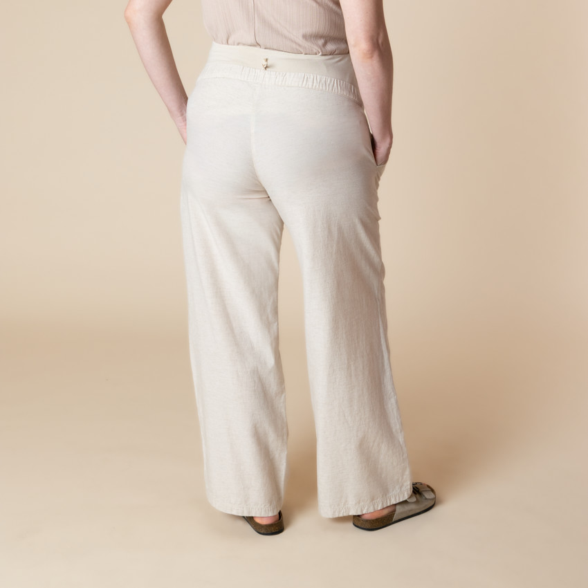 Pantalon large et fluide de grossesse avec bandeau haut 
