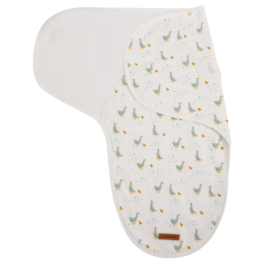 Manta envolvente con estampado de ocas crudo 