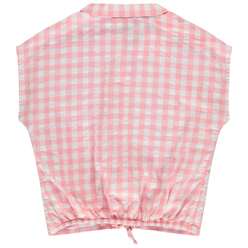 Blusa con efecto anudado de cuadros vichy para niña 