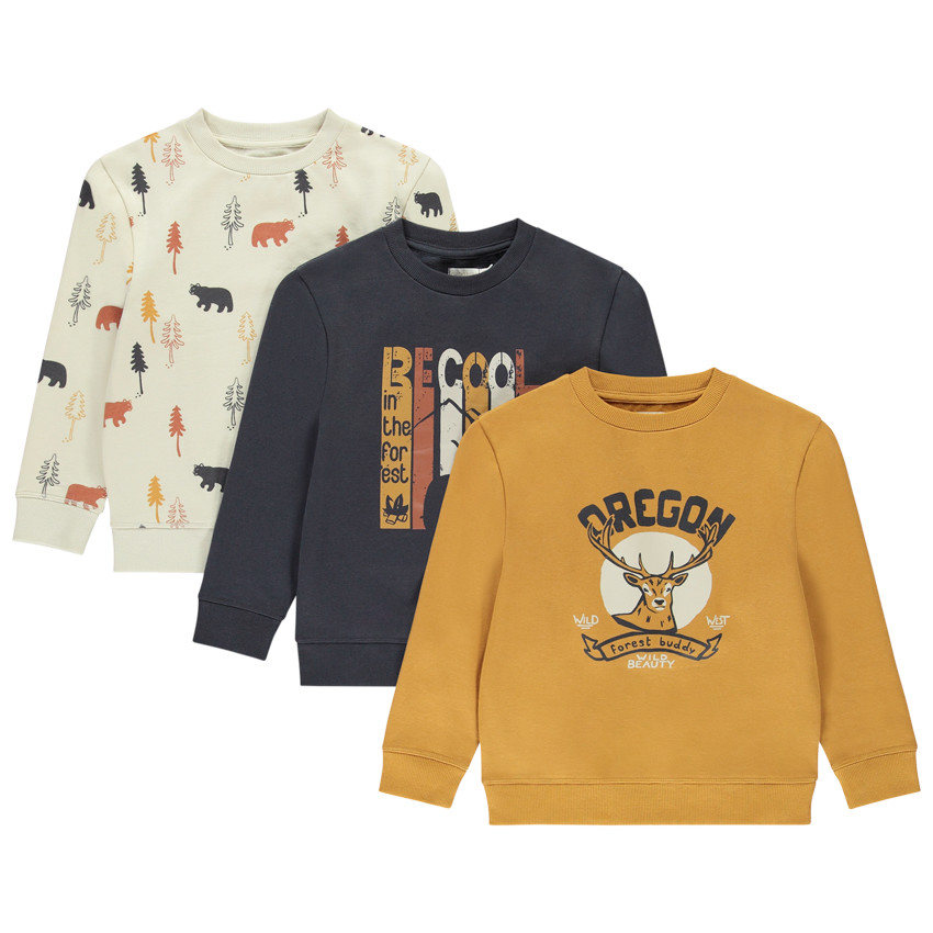 Pack de 3 sudaderas de felpa con estampados fantásticos para niño 