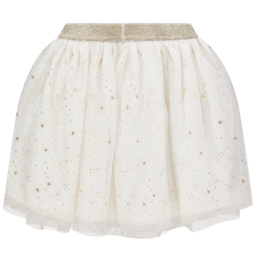 Jupe volantée à étoiles en foil doré  