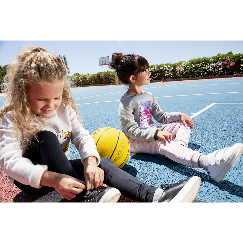 Pack de 2 leggings unis con pespuntes para niñas 