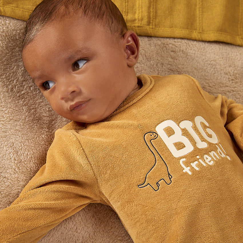 Pelele de terciopelo con estampado fantasía para bebé niño  Additional Pelele de terciopelo con estampado fantasía para bebé niño