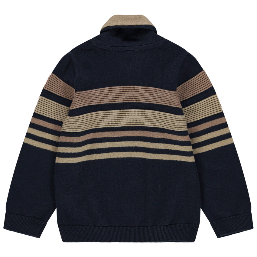 Jersey de punto con raya y cuello chal con botones   Additional Jersey de punto con raya y cuello chal con botones