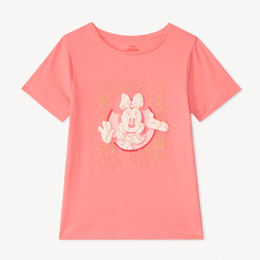 Camiseta de manga corta con estampado de purpurina de Minnie Disney niña 