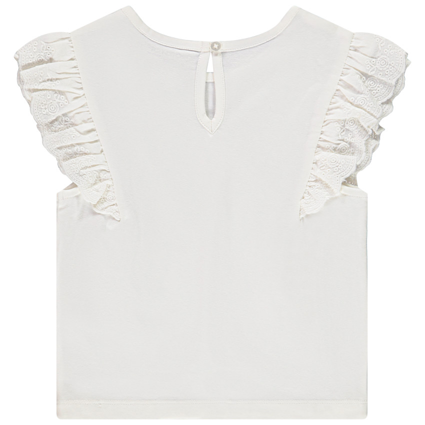 Camiseta de manga corta con bordado inglés para bebé niña 