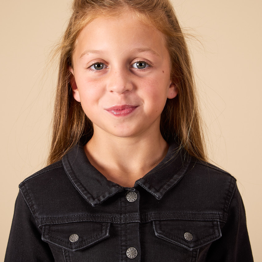 Ropa de niña con mangas largas y efecto de camisa en color liso 