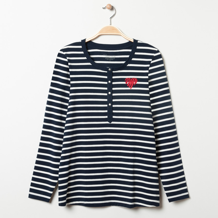 Camiseta de manga larga homewear para embarazo a rayas 