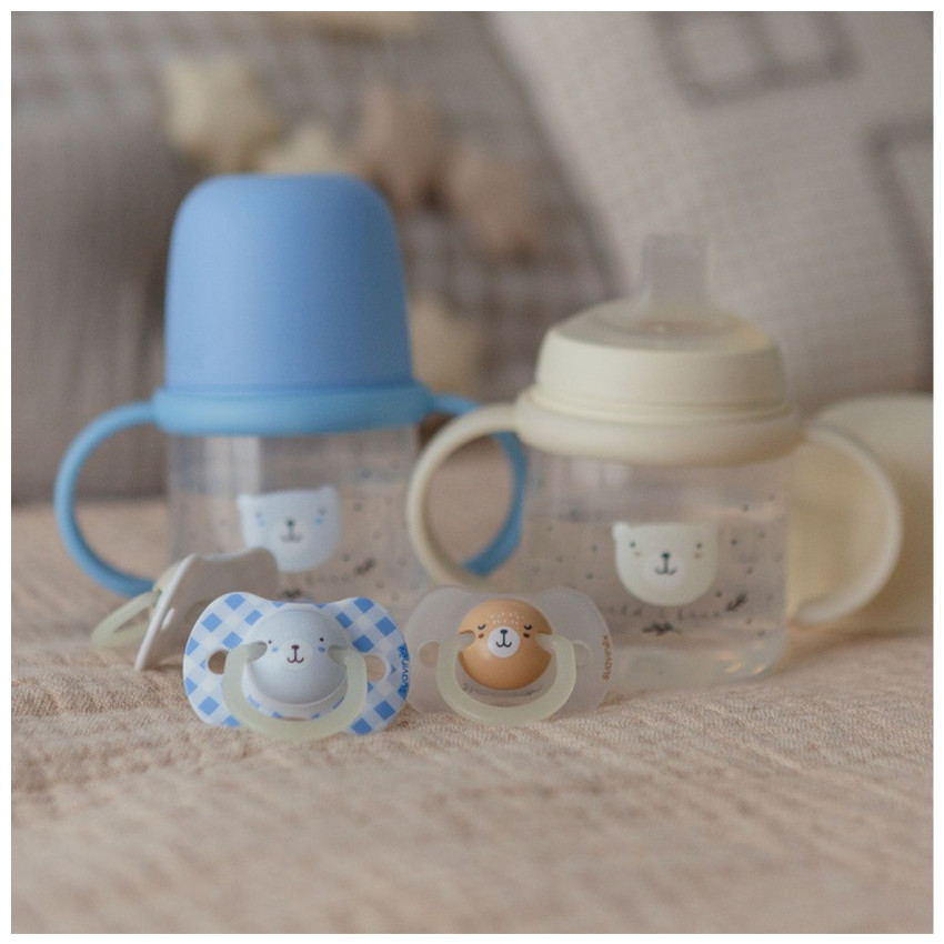 Lot de 2 sucettes 0-6m Jour & Nuit Bleu 