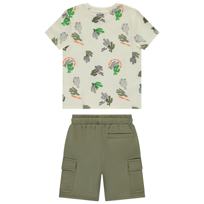 Conjunto de 2 piezas con camiseta estampada de cactus para niño 