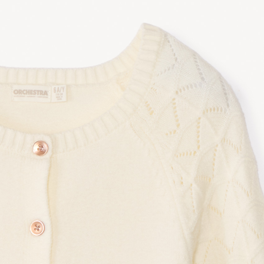 Chaleco de punto calado liso para niña 