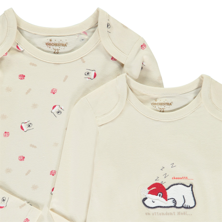 Pack de 2 bodies de Navidad de manga larga para bebé con diferentes aperturas según la edad 