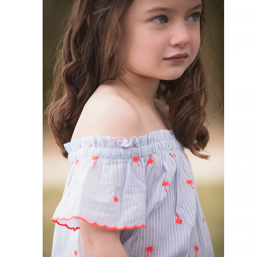 Túnica manga corta estampado rayas y palmeras  Additional Túnica manga corta estampado rayas y palmeras