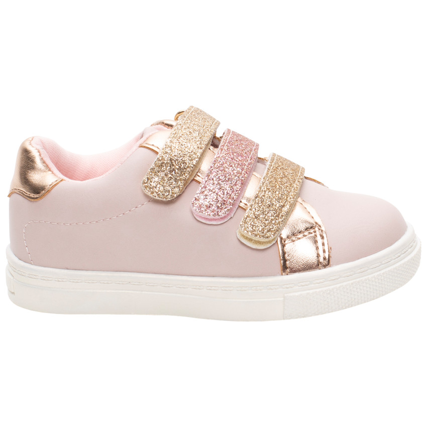 Zapatillas bajas con velcro y purpurina 