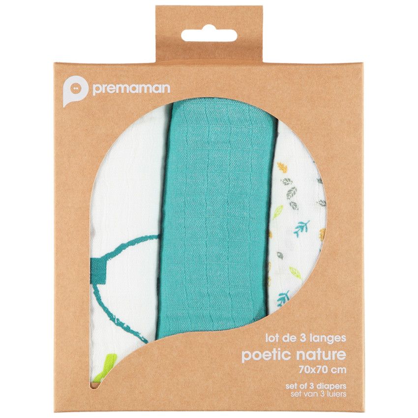 Lote de 3 muselinas de gasa de algodón niño 