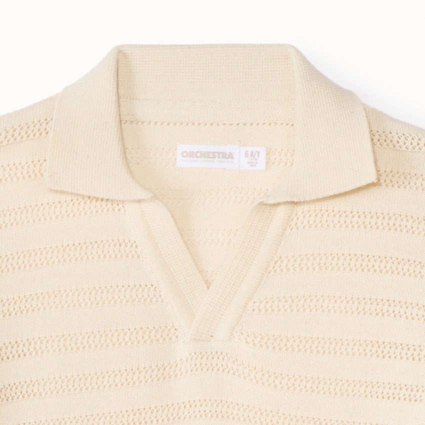 Polo de manga corta de punto con diseño calado para niño 
