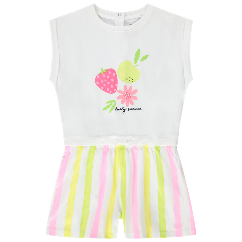 Combinaison corta 2 en 1 de punto de fantasía para niña 