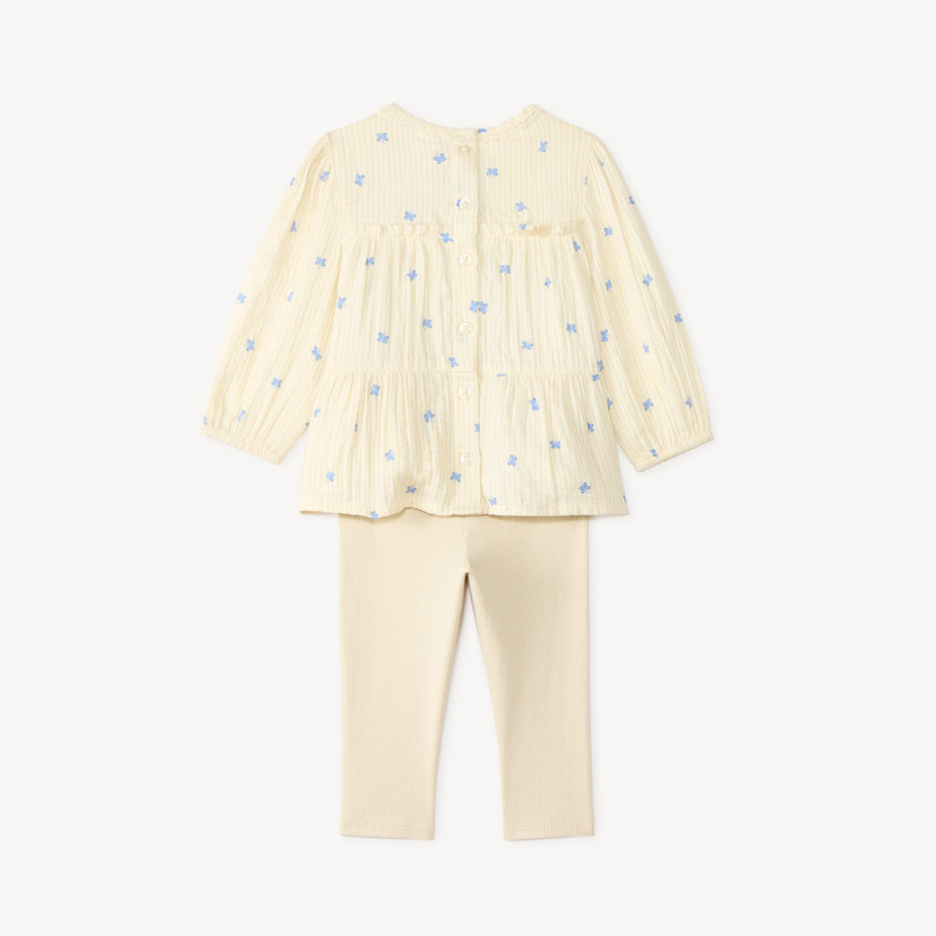 Conjunto de niña bebé con blusa de flores y leggins. 